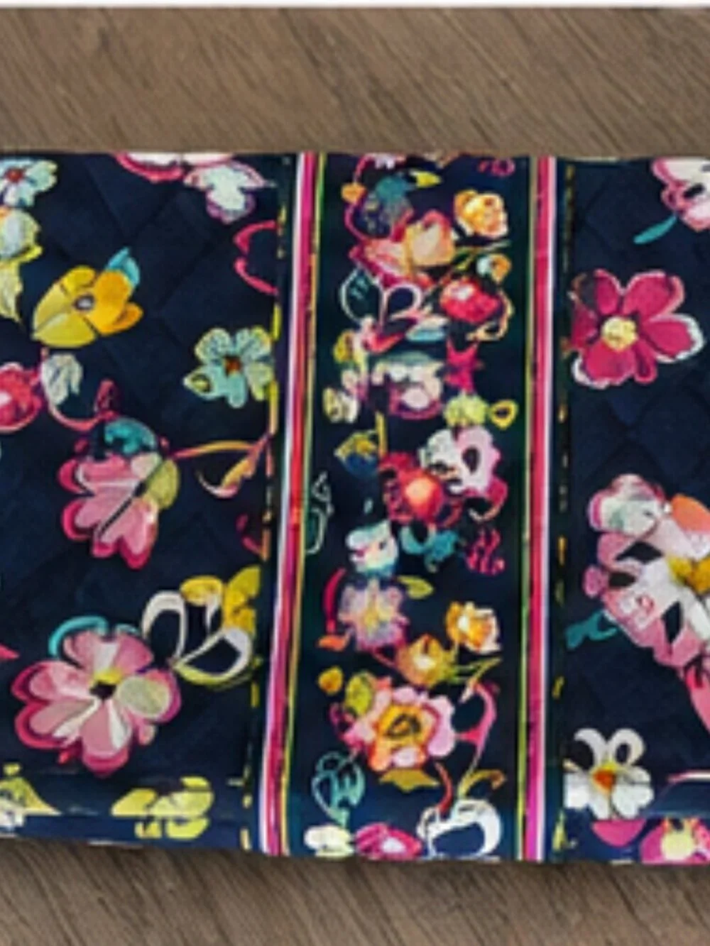 Vera Bradley Travel Cosmetic Organizer Navy Floral Quilted Makeup Case